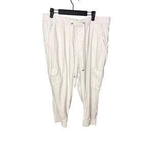 St John's Bay Linen Blend Cream Capri/Cropped Pants Jogger Bottoms Petite XL